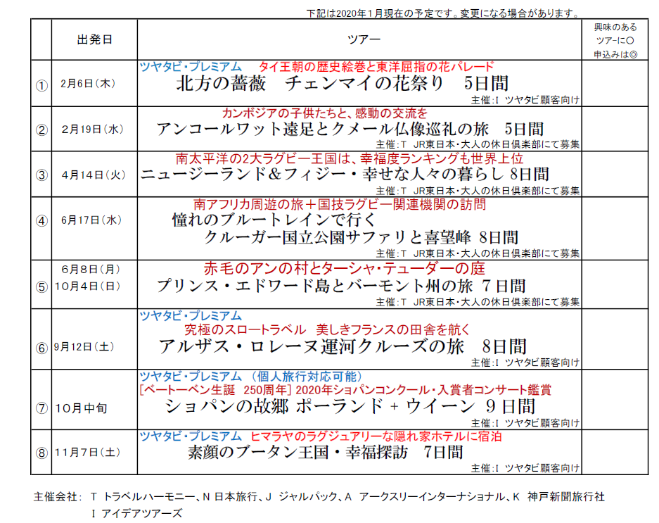 2020年2月-11月ツヤタビツアー